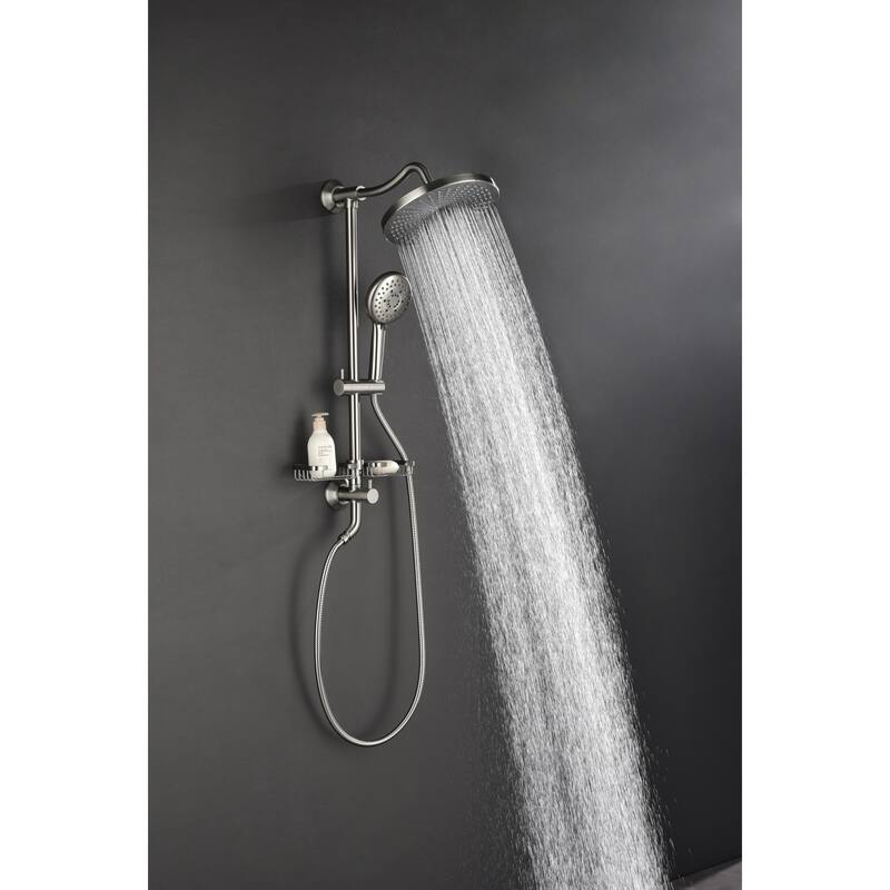 ShowerSpas Shower System, with 10" Rain Showerhead, 4-Function Hand Shower, Adjustable Slide Bar and Soap Dish