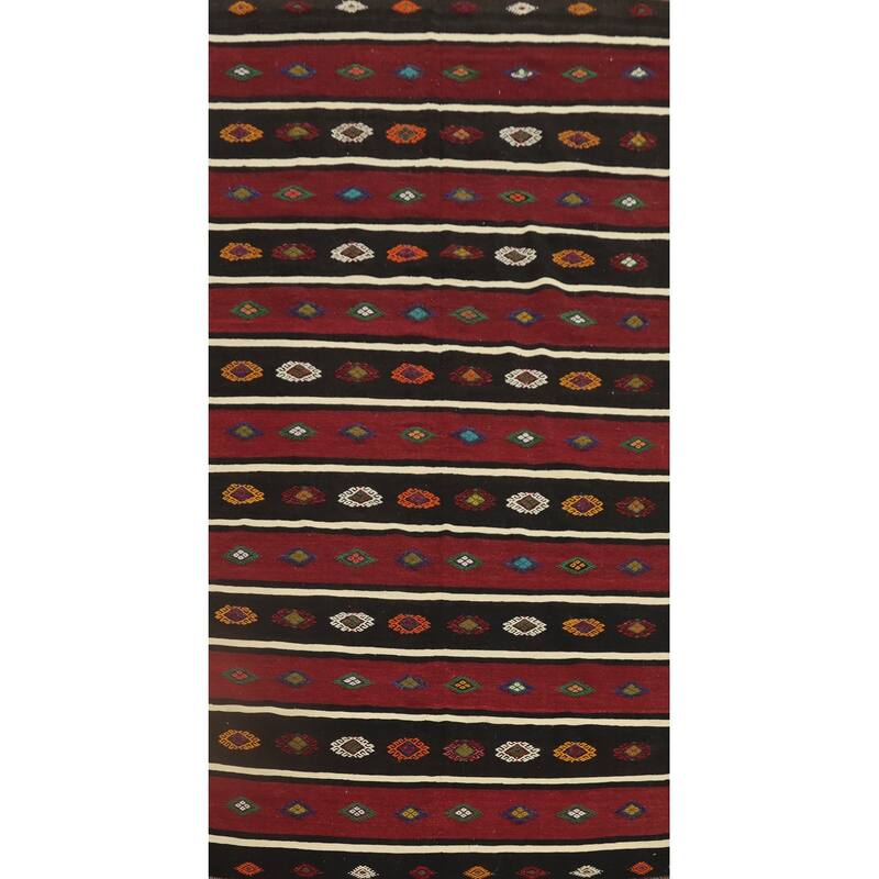 Hand Woven Oriental 100% Wool Carpet Southwestern Tribal Multi-Colored Kilim Area Rug - 10' 1'' X 5' 6''