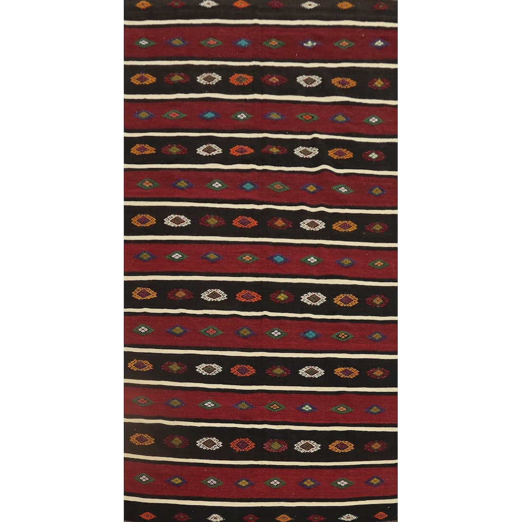 Hand Woven Oriental 100% Wool Carpet Southwestern Tribal Multi-Colored Kilim Area Rug - 10' 1'' X 5' 6''