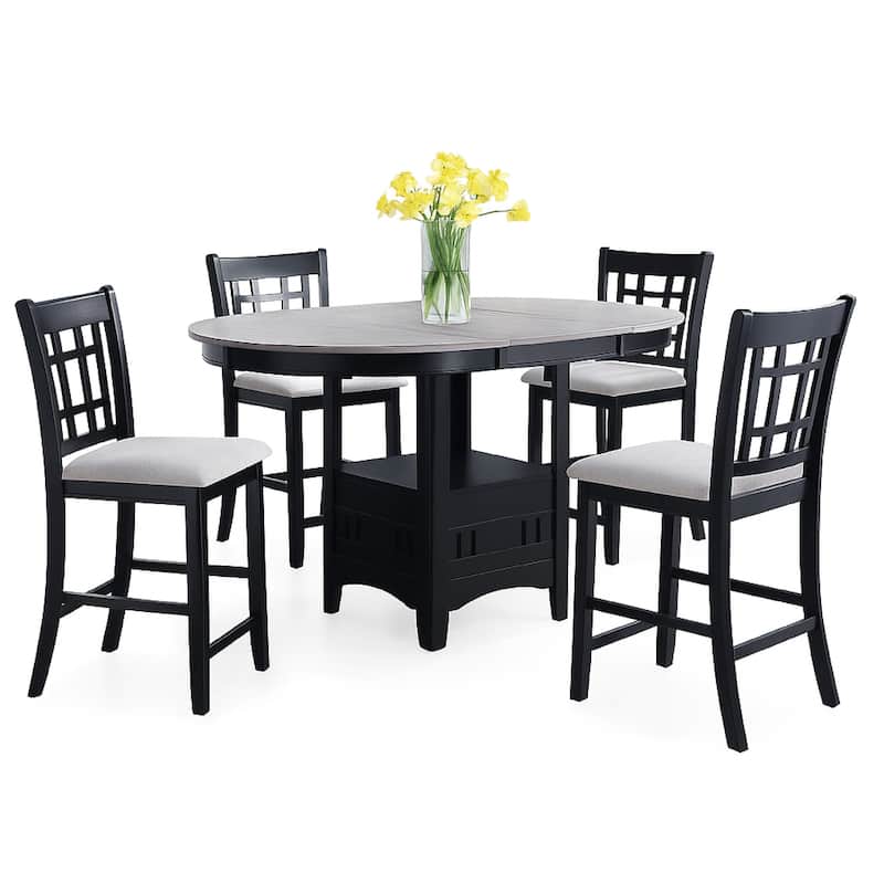 Mipo Counter Height Dining Chair Set of 2, Gray Fabric, Grid Back