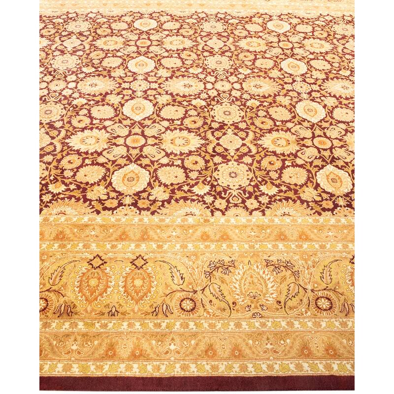 Overton Hand Knotted Wool Vintage Inspired Traditional Mogul Red Runner Rug