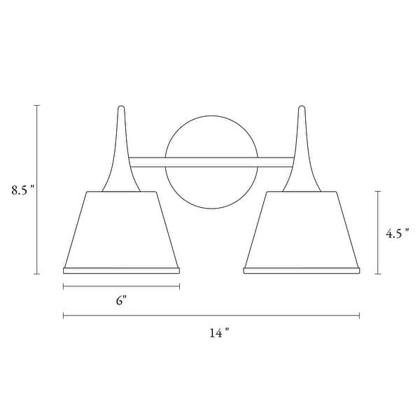 dimension image slide 1 of 2, Nisa Modern Gold 2-Light Bathroom Vanity Light White Gold Wall Sconce - L 14" x W 7.9" x H 8.5"