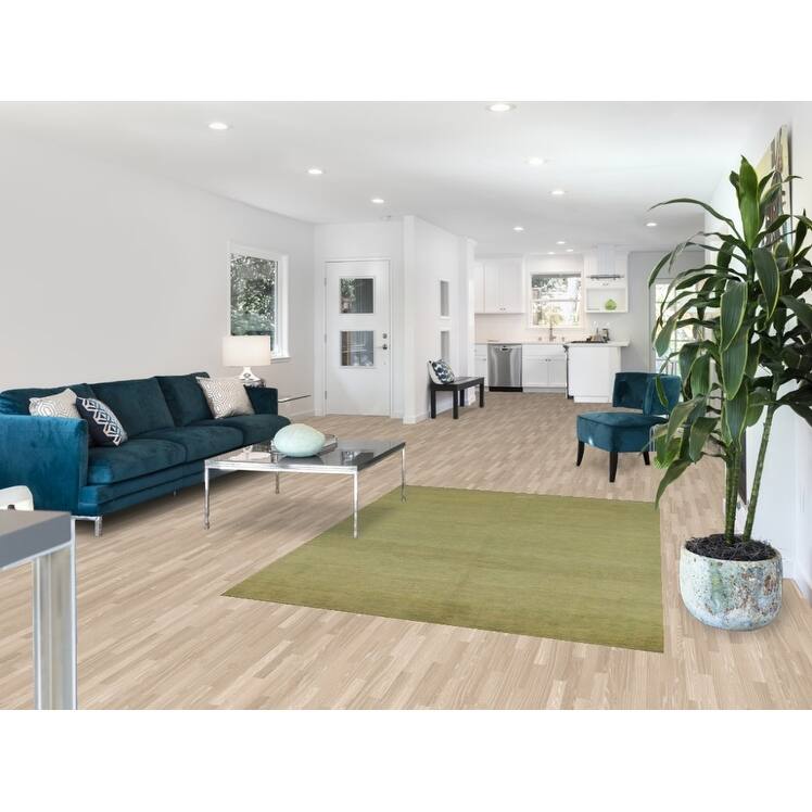 Light Green Modern Gabbeh Oriental Area Rug Handmade Wool Carpet - 4'11" x 6'7"