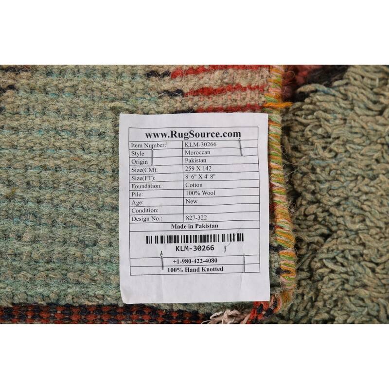 Plush Moroccan Abstract Area Rug Handmade Wool Carpet - 4'8" x 8'6"