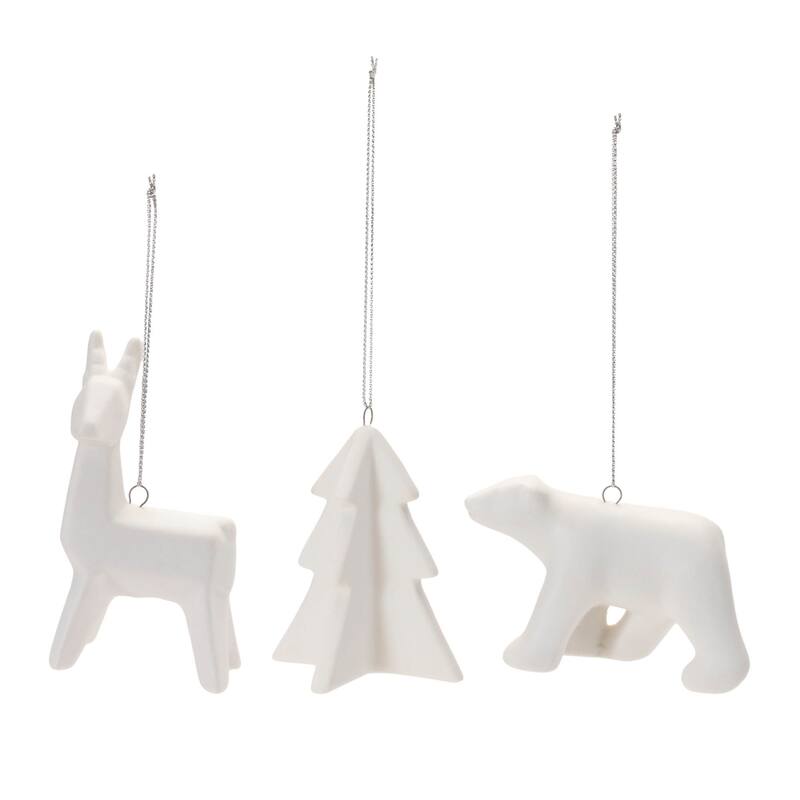 Modern Ceramic Animal Ornaments (Set of 6) - N/A