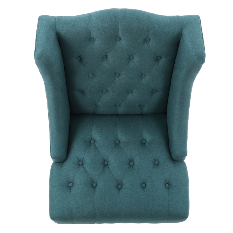 Contemporary Design Upholstered Wingback Chair, Hi-back Club Chair with Wood Legs