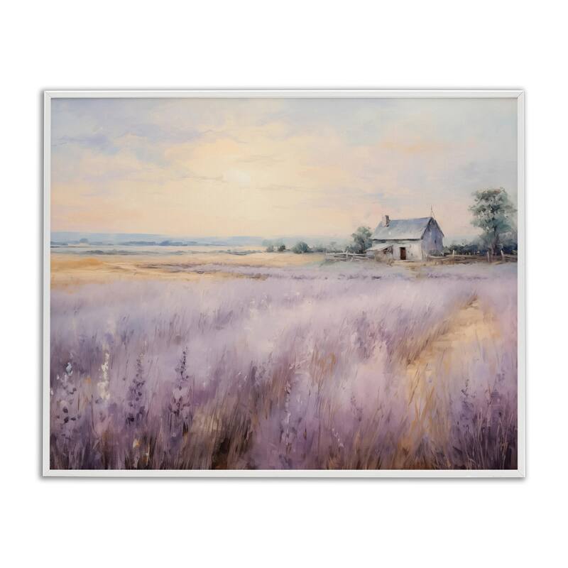 Stupell Lavender Farm Fields Framed Giclee Art Design By Arlington Prints - 20 x 16 - White