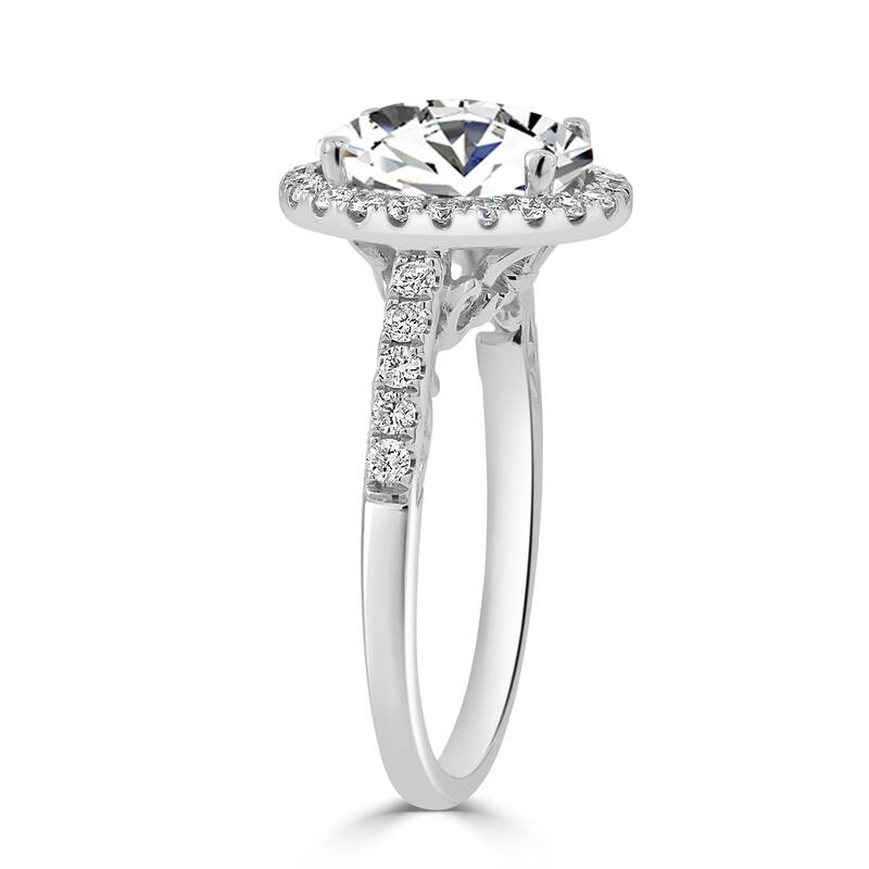 Auriya 14k Gold 1 3/4ct Oval Moissanite Halo Diamond Engagement Ring 3/8cttw