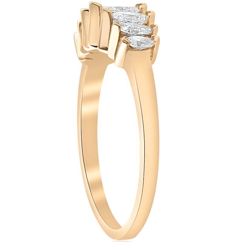 Yellow Gold 3/4ct Marquise Diamond Wedding Anniversary Ring Womens Band