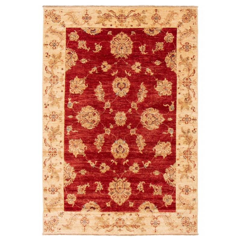 ECARPETGALLERY Hand-knotted Chobi Finest Red Wool Rug - 5'6 x 8'1 - Red - 5'6 x 8'1