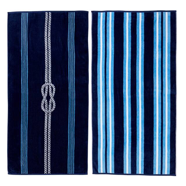 Luxurious Cotton Printed Beach Towel - Knot & Stripe