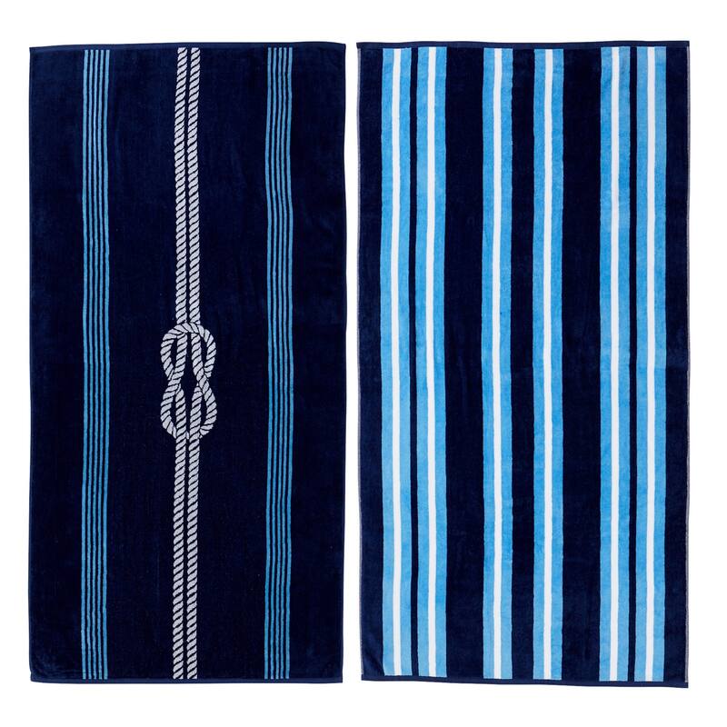 Luxurious Cotton Printed Beach Towel - Knot & Stripe