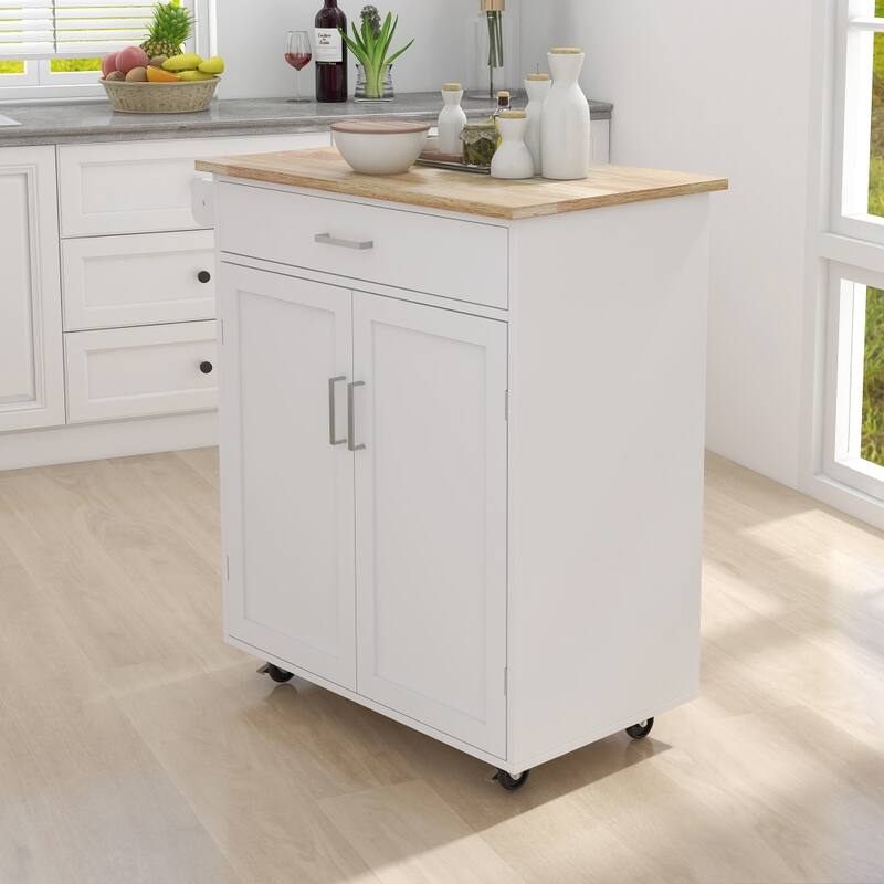 Kitchen Rolling Trolley Cart with Adjustable Shelves and Towel Rack