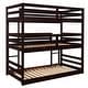 preview thumbnail 7 of 6, Solid Pine Triple Bunk Bed with Sleek Design & Built-In Ladders, Espresso