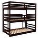 preview thumbnail 7 of 6, Wooden Triple Twin over Twin over Twin Bunk Bed with Built-in Ladders