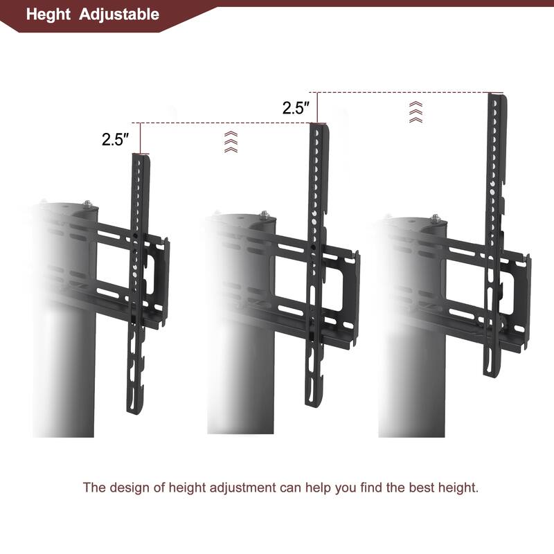 Black Multi-function TV Stand Height Adjustable Bracket Swivel 3-Tier fits 32”-65“TV