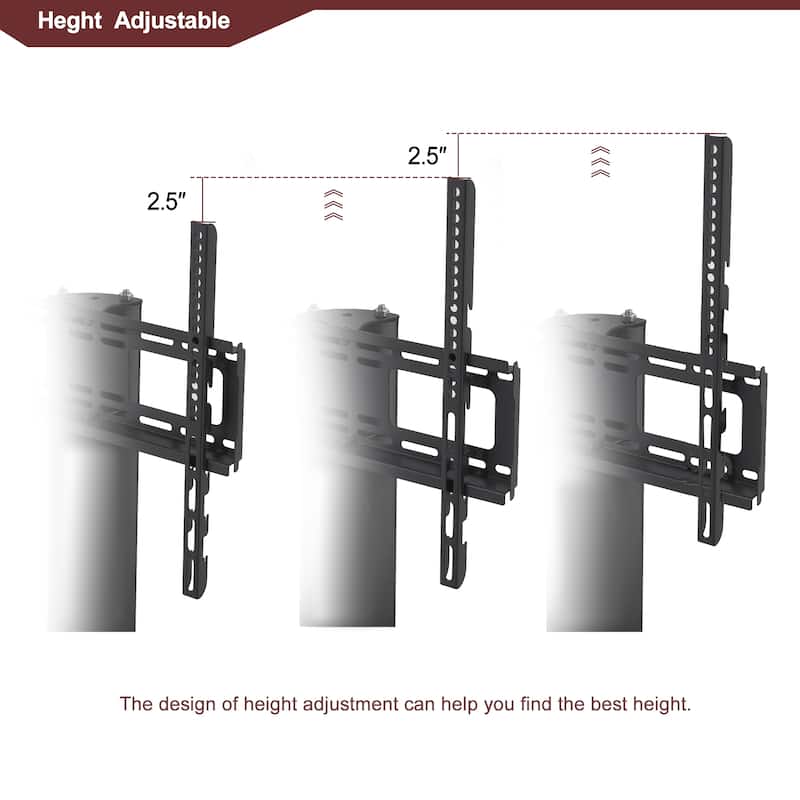 Black Swivel TV Stand with 3-Tier Shelves and Adjustable Height Bracket for 32-65 Inch TVs