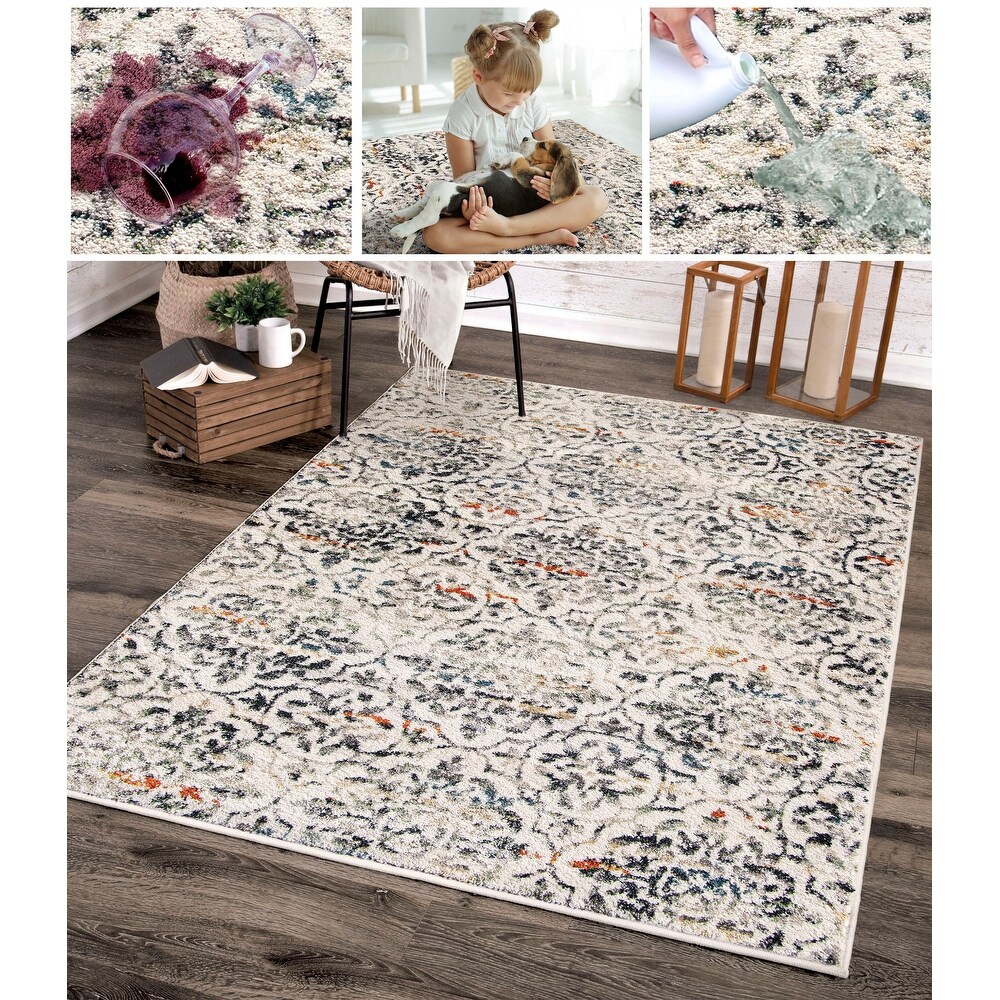 Orian Multi-Color Linked Diamonds Banded Southwestern Area Rug Geometric 5006 