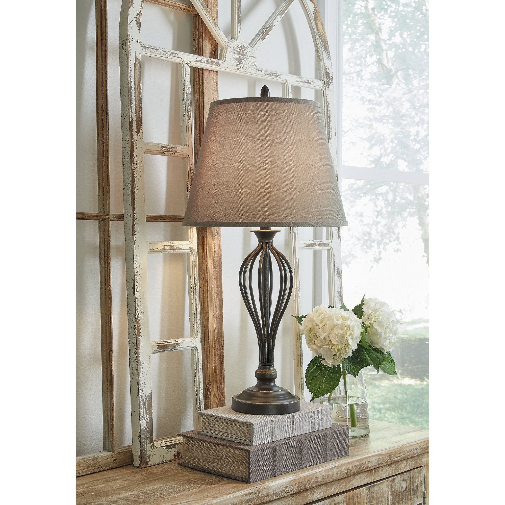 Signature Design by Ashley Ornawell Antique Bronze Table Lamp (Set of 2) - 15"W x 15"D x 29"H