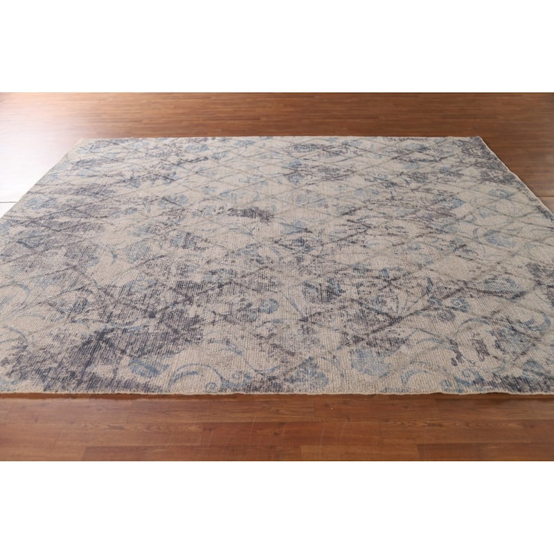 Abstract Modern Area Rug Hand-Knotted Wool Carpet - 8'0"x 9'11"