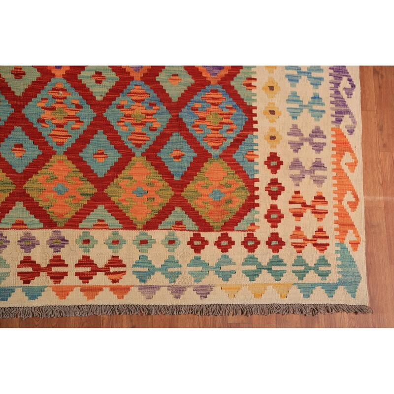 Kilim Oriental Large Rug Hand-Woven Bedroom Wool Carpet - 10'0"x 16'3"