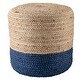 preview thumbnail 6 of 8, Oliana Cylinder Pouf Blue/Beige