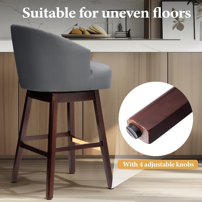 Pellebant 26.4''/31.9"H Height Solid Wood Swivel Indoor Bar Stools