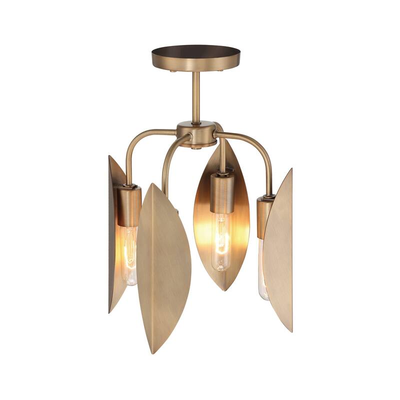 Eden 12.25 in. 4-Light Old Satin Brass Modern Semi Flush Mount Light