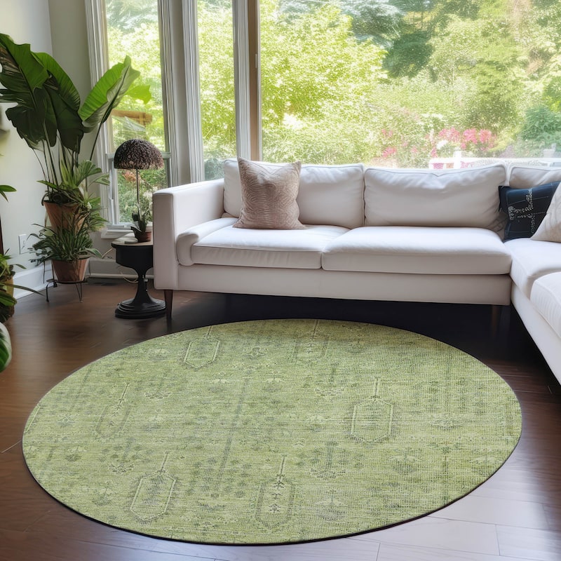Machine Washable Indoor/ Outdoor Chantille Traditional Distressed Rug