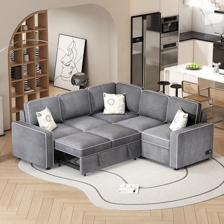 83" L-Shaped Sectional Sofas Pull out Sofa Bed Modern Convertible ...