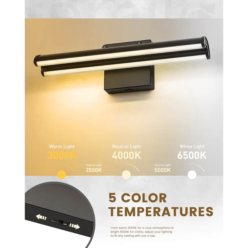 180° Rotating LED Black Bathroom Vanity Light - 36"
