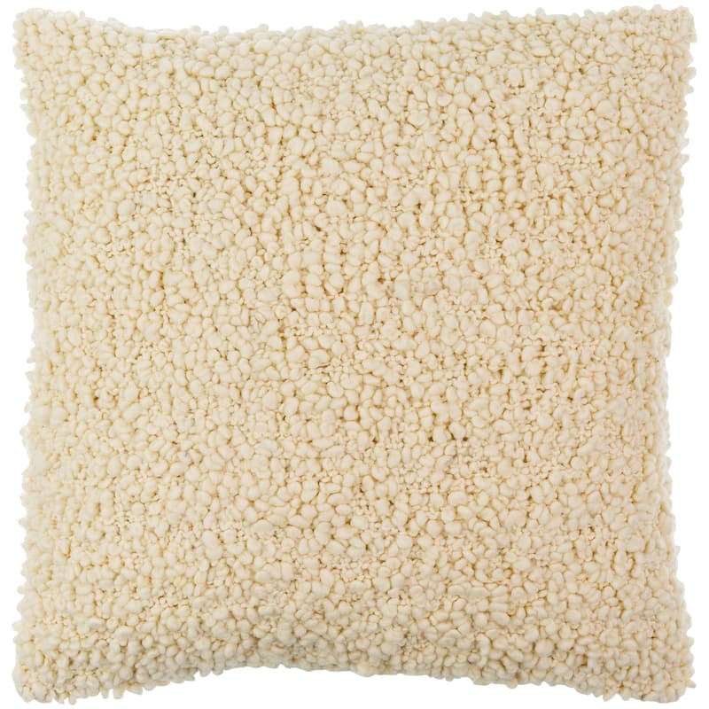 Yusuf Fuzzy Boucle Textured Throw Pillow - 20"H x 20"W - Cover Only - Cream