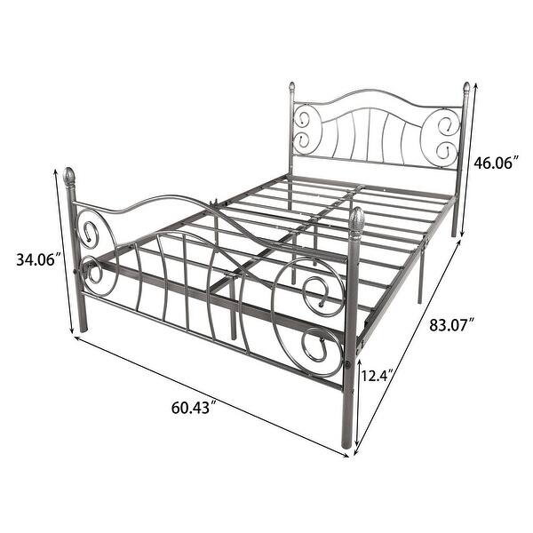 Queen Size Metal Bed Frame Steel Slat Support with Under Bed Storage