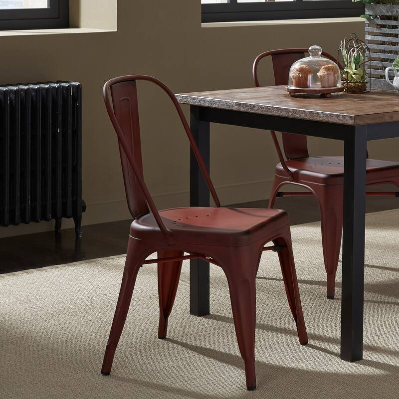 Vintage Series Distressed Metal Bow Back Side Chair - Antique White (Set of 4)
