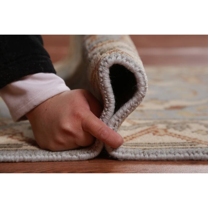 Light Blue Oushak Oriental Runner Rug Handmade Wool Carpet - 2'6" x 10'1"