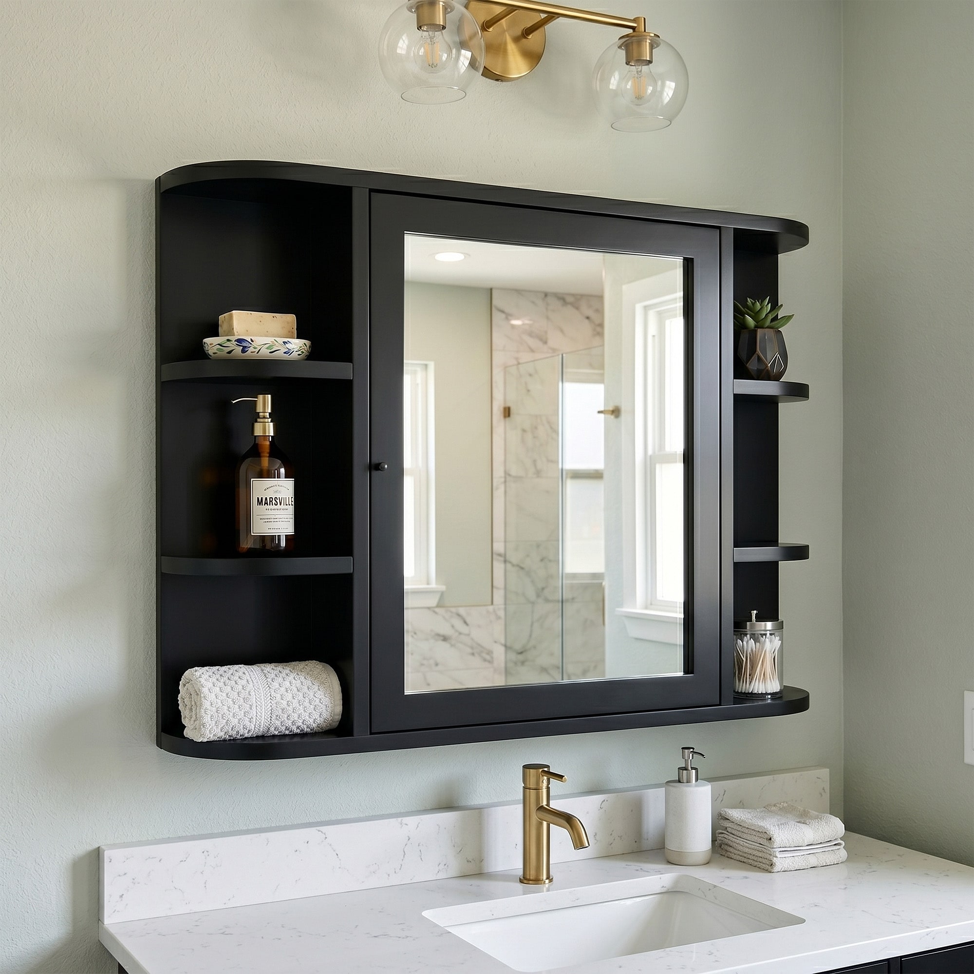 Dovelina Wall Medicine Cabinet Multifunctional Wall-Mounted Mirrored Cabinet with Magnetic Doors - 23.6*31.5