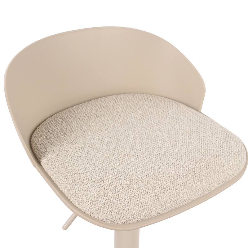 Contemporary Metal and Fabric Adjustable Air-Lift Stool, Set of 2