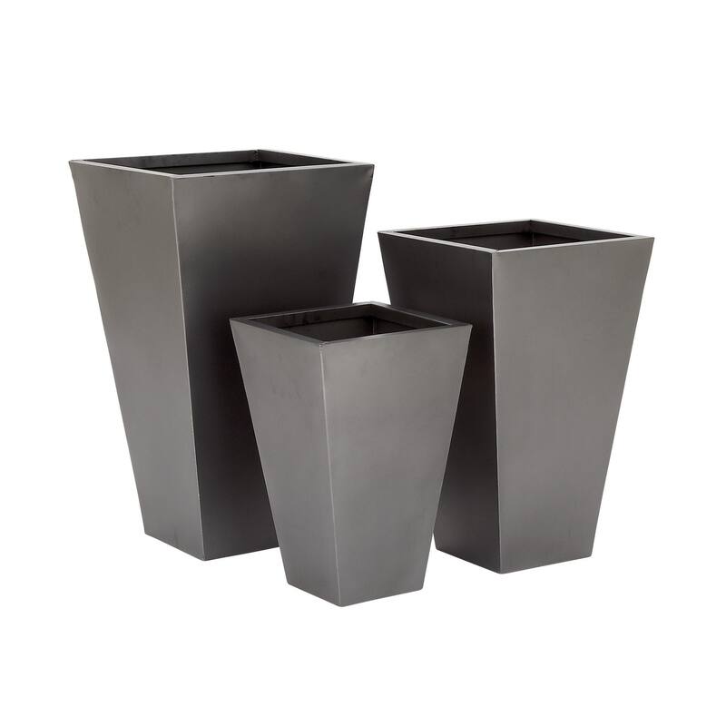 Metal Geometric Light Weight Minimalistic Indoor Outdoor Planter - Set of 3 Dark Gray or Gray - Roche River Decor