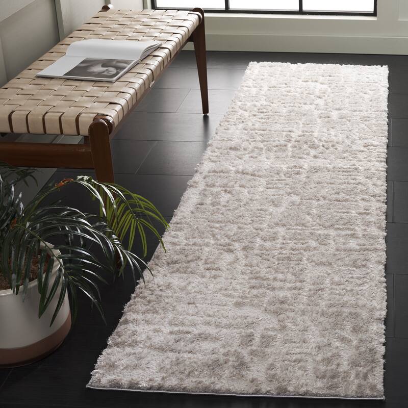 SAFAVIEH Seattle Lore Shag Modern Contemporary 1-inch Thick Rug - 2'3" x 8' Runner - Light Grey/Grey