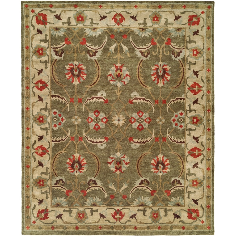 Traditional Multi-Colored Hand-Knotted Wool Area Rug