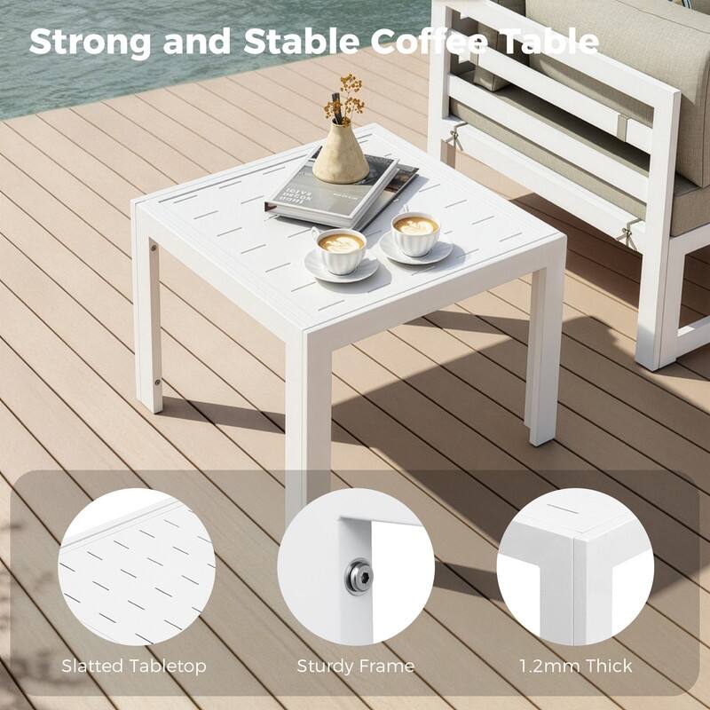 11-Piece Luxury Aluminum Outdoor Furniture Set with Chaise Lounge & Fire Pit Table, 29" Deep Seating Aluminum Patio Sectional