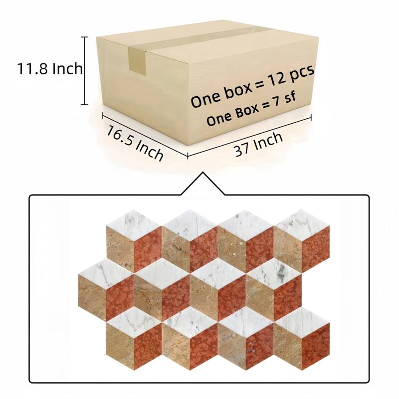 Hexagon Water-jet marble, natural marble, for floor and wall,polished marble tile, natural stone, 1 box 12 pcs