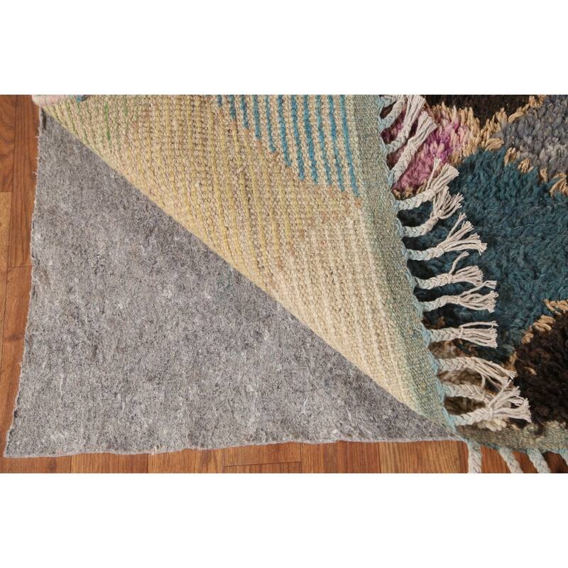 Checkered Geometric Moroccan Oriental Area Rug Handmade Wool Carpet - 9'1" x 12'8"