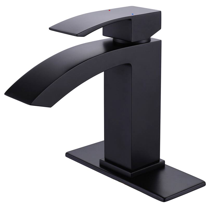 Modland Single Handle Waterfall Bathroom Sink Faucet with Deck Plate - Matte Black