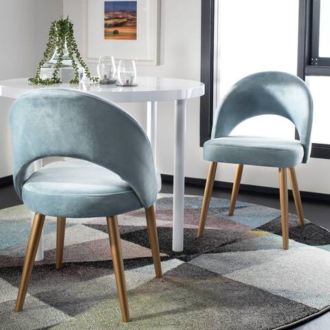 SAFAVIEH Giani Retro Dining Chair-Slate Blue / Gold (Set of 2) - 21.3" x 24.3" x 31.8"