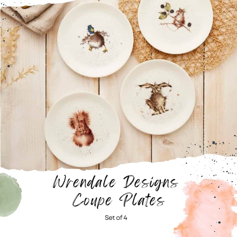Royal Worcester Set of 4 Wrendale Designs Coupe Plates - 8 Inches