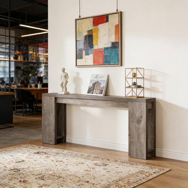 Rossetta Farmhouse Simple Slim Profile Wood-Grain Finish Entryway Table