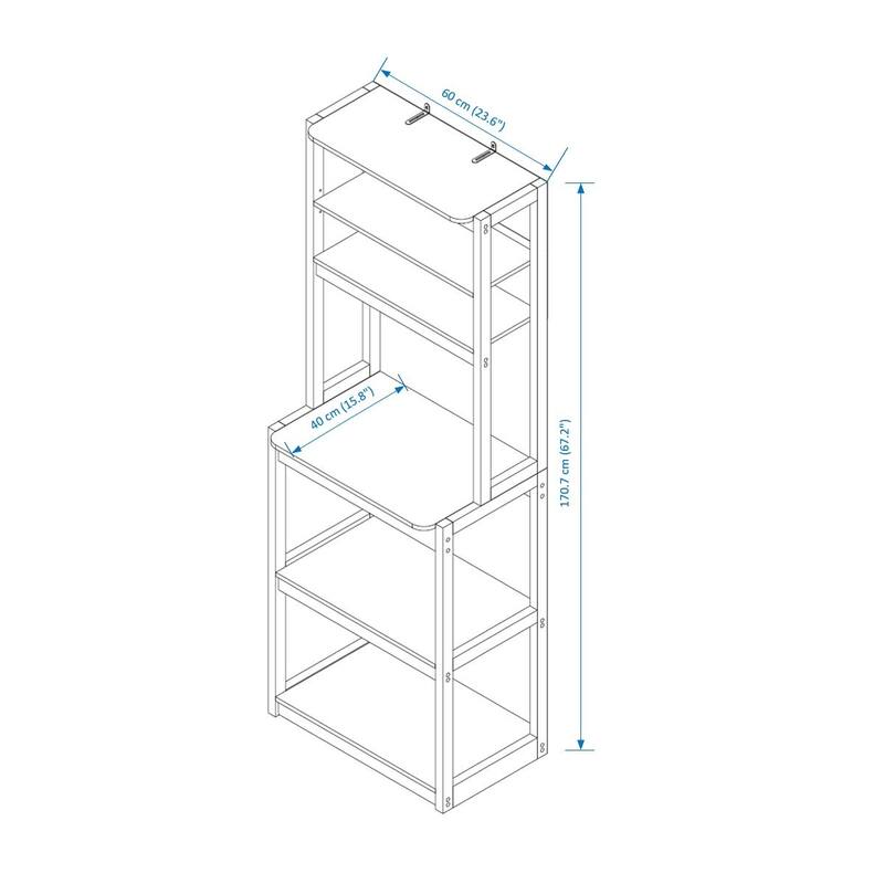 23.62" 5-Tier Bakers Rack for Kitchen with Storage, Coffee Bar, Kitchen Shelves, Microwave Stand