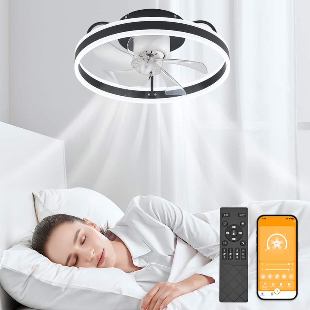 Starsky 19.7inch Oscillating Ceiling Fan Light LED Flush Mount with Remote
