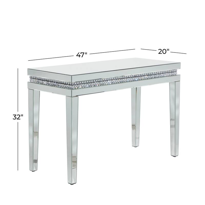 Glass Mirrored Console Table - Silver - Roche River Decor - 20"W x 47"L x 32"H
